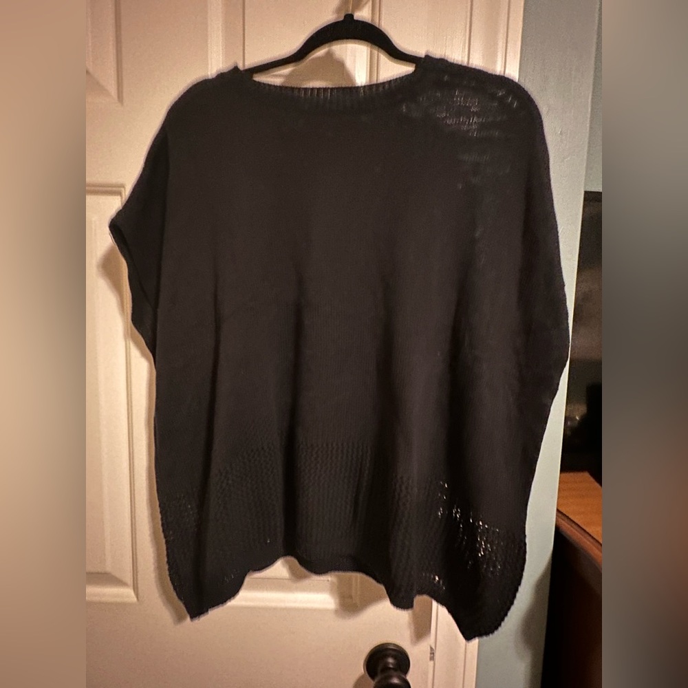 Dressy Black Short Sleeved knit Top